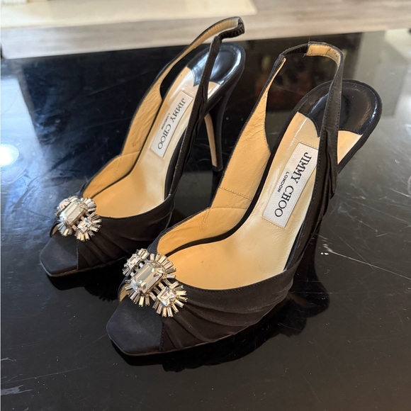 Jimmy Choo Damon Swarovski Crystal Slingback  Embellished  Heels  Size 6/36.5 - Picture 1 of 5